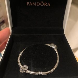 Pandora Sterling Silver Bracelet with “S” Charm